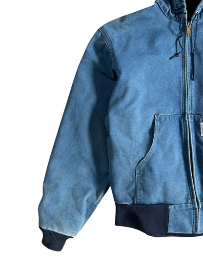1990s Faded Carhartt Denim Blue Hooded Zip Up