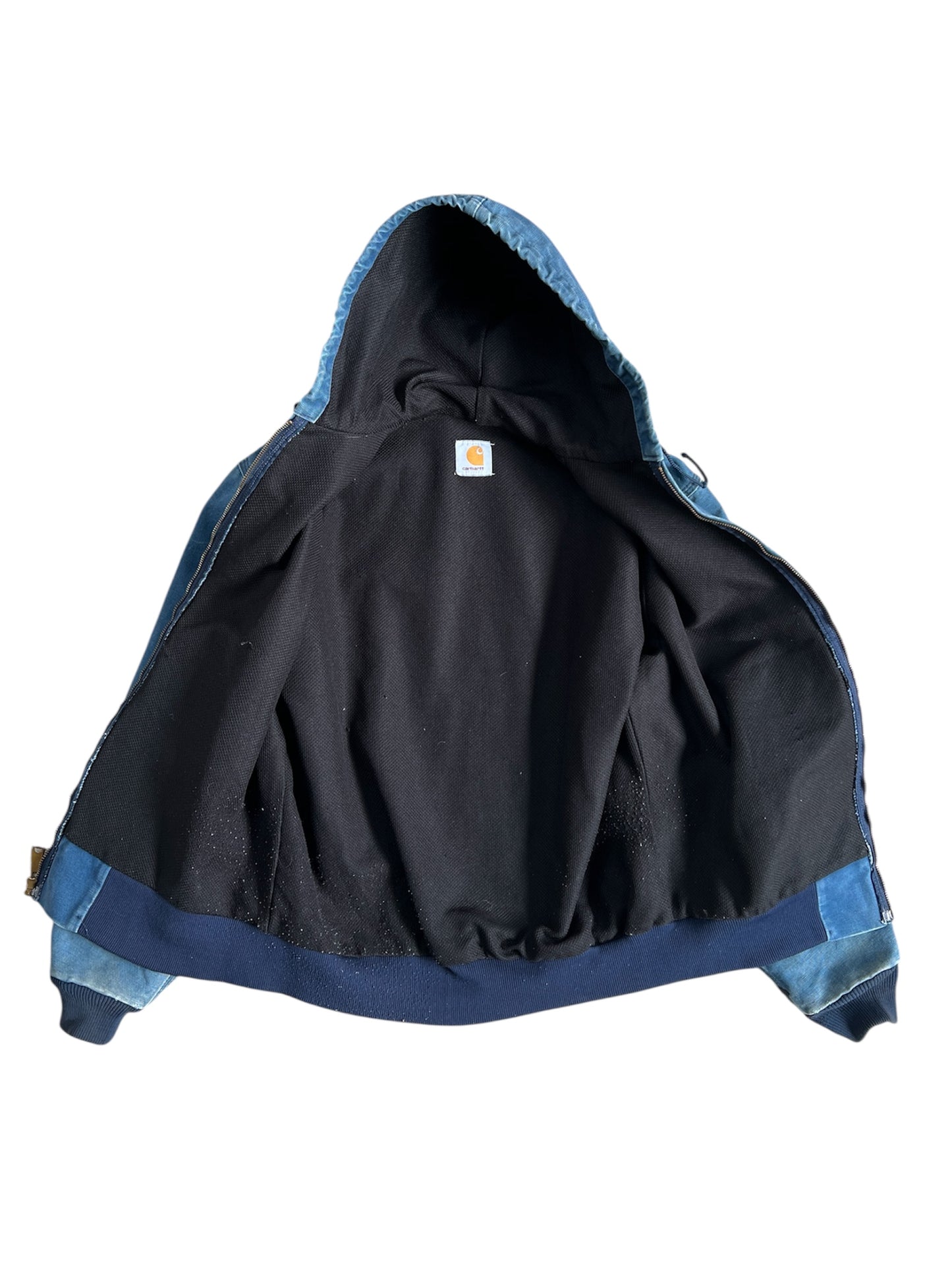 1990s Faded Carhartt Denim Blue Hooded Zip Up