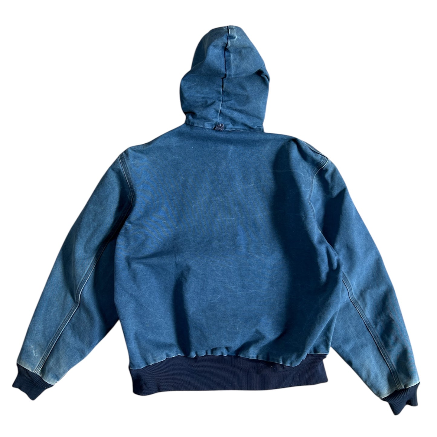 1990s Faded Carhartt Denim Blue Hooded Zip Up