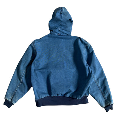 1990s Faded Carhartt Denim Blue Hooded Zip Up